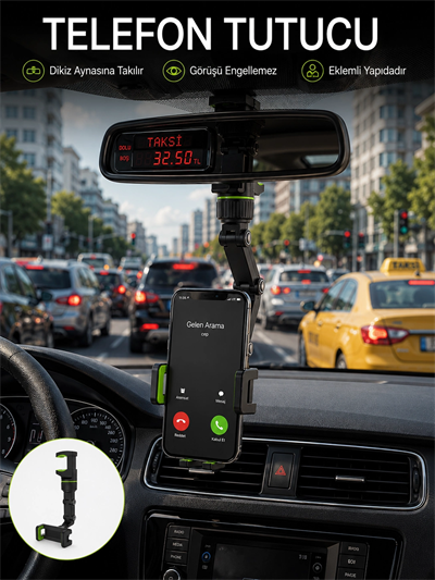 Ayarlanabilir Dikiz Aynası Telefon Tutucu Görüş Açısını Engellemeyen Araç Aparatı