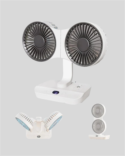 Ayarlanabilir Hızlı Çift Başlıklı Masaüstü Fan – Gece Lambalı Serinletici