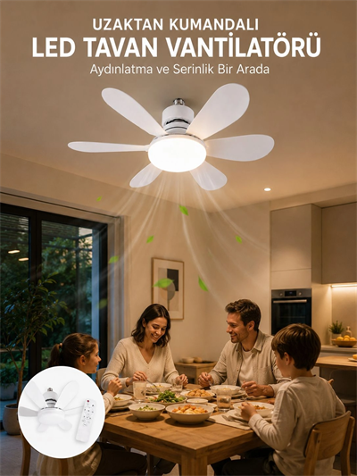 Ayarlanabilir Parlaklık Özellikli LED Tavan Vantilatörü Süper Sessiz Motor Teknolojisi ve Güçlü Hava Akışı
