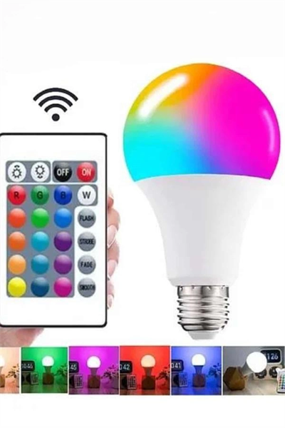 Ayarlanabilir Parlaklık RGB Led Ampul Beyaz Lamba Ve Renkli Ampul