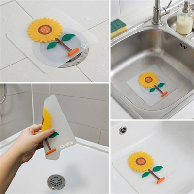 Ayçiçeği Tasarımlı Gider Koku Önleyici – Silikon Lavabo Gider Matı Bx40