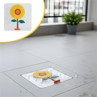 Ayçiçeği Tasarımlı Gider Koku Önleyici – Silikon Lavabo Gider Matı Bx40