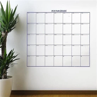 Aylık Planlayıcı Manyetik Duvar Stickerı Takvim Plan Çizelgesi - Ürün Boyutları: 110 cm x 100 cm