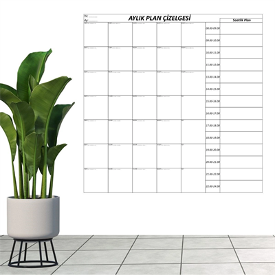 Aylık Planlayıcı Manyetik Duvar Stickerı Takvim Plan Çizelgesi Bx40