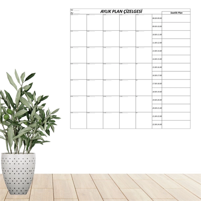 Aylık Planlayıcı Manyetik Duvar Stickerı Takvim Plan Çizelgesi Bx40