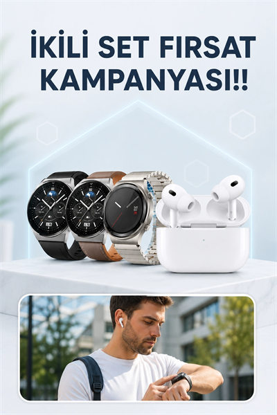Aynalı Bluetooth Kulaklık Yeni Nesil Akıllı Saat Titreşimli Nabız Ölçer Spor Modları