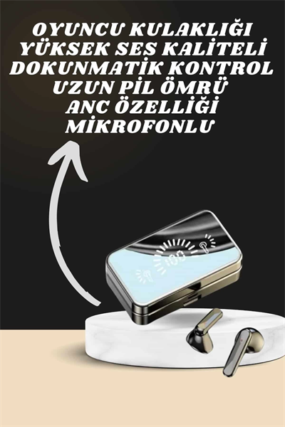 Aynalı Bluetooth Kulaklık ve 7 Kordonlu Akıllı Saat Dijital Göstergeli Uzun Pil Ömrü