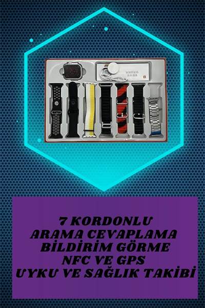 Aynalı Bluetooth Kulaklık ve 7 Kordonlu Akıllı Saat Dijital Göstergeli Uzun Pil Ömrü