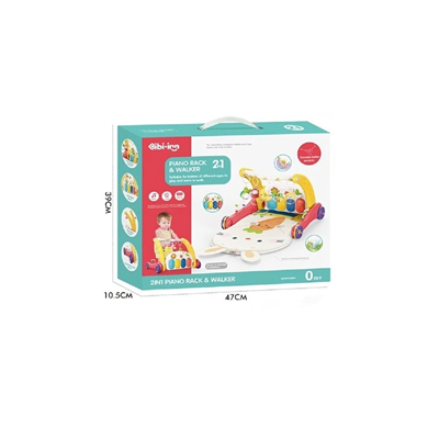 BIB6016- Vardem Piyanolu Bebek Yürüteci ve Tavşan Desenli Kırmızı Oyun Halısı  2 in 1
