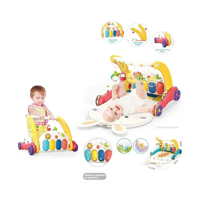 BIB6016- Vardem Piyanolu Bebek Yürüteci ve Tavşan Desenli Kırmızı Oyun Halısı  2 in 1