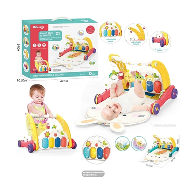 BIB6016- Vardem Piyanolu Bebek Yürüteci ve Tavşan Desenli Kırmızı Oyun Halısı  2 in 1