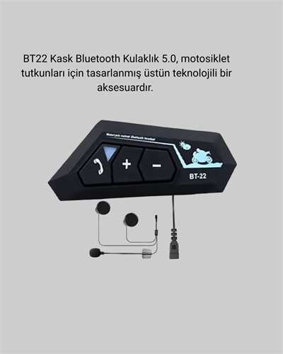 BT22 Kask İçi Bluetooth Kulaklık Hızlı Eşleşme ve Gürültü Önleyici Mikrofon Yeni Nesil