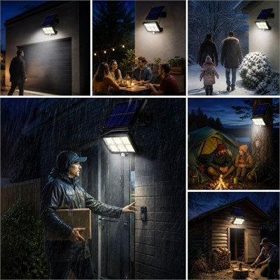 BUFFER® 160 LED Solar Bahçe Aydınlatması, 6lı Güneş Panelli LED Lamba, 5 Metre Kablolu ve Kumandalı