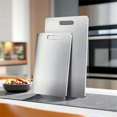 BUFFER® 2 Boy Paslanmaz Çelik Leke Tutmaz,Kırılmaz,Antibakteriyel,Elde ve Bulaşık Makinesinde Yıkanabilen Meyve,Sebze,Et,Tavuk Kesim Panosu