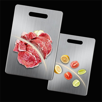 BUFFER® 2 Boy Paslanmaz Çelik Leke Tutmaz,Kırılmaz,Antibakteriyel,Elde ve Bulaşık Makinesinde Yıkanabilen Meyve,Sebze,Et,Tavuk Kesim Panosu