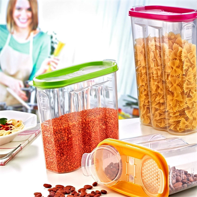 BUFFER® 2 Kapaklı Ölçekli Erzak Kuru Gıda Saklama Kutusu Kabı - 1,7 Litre - SA935