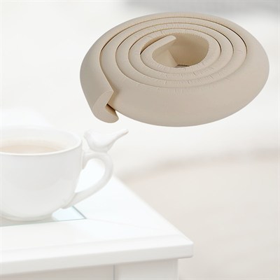 BUFFER® 2 Metre Sarmal Krem Masa Kenar Koruyucu Şerit Masa Köşe Aparatı Bebek Çocuk Cam Ahşap Masa