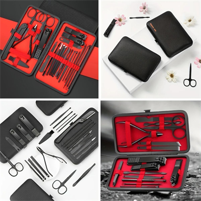 BUFFER® 24 Parça Kendiliğinden Deri Çantalı Seyahat Tipi Manikür Pedikür Seti