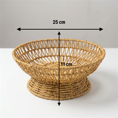 BUFFER® 25 cm Plastik Rattan Servis Çanağı – Doğal Hasır Görünümlü Dekoratif Meyve, Ekmek ve Sunum Kasesi