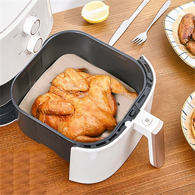 BUFFER® 250 Adet Air Fryer Pişirme Kağıdı Tek Kullanımlık Hava Fritöz Yağ Geçirmez Yapışmaz Gıda Pişirme Kağıdı Delikli Kare Model