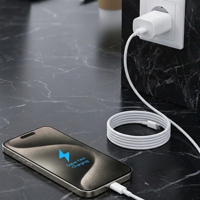 BUFFER® 25W Hızlı Şarj Adaptörü USB-C to Type-C Kablolu – PD Destekli, Süper Hızlı Şarj Cihazı