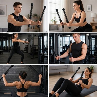 BUFFER® 2li Battle Rope Titreşimli Egzersiz Çubuğu, Yaylı Dalga Mekanizmalı Kol, Omuz, Göğüs, Sırt ve Core Antrenman Aleti