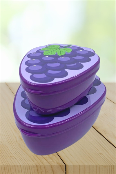 BUFFER® 2li İç İçe Geçebilen Üzüm Model Saklama ve Beslenme Kabı Seti (550 ml + 250 ml)