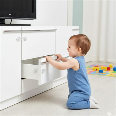 BUFFER® 2li Mini Çok Amaçlı Kilit- Çocuk Güvenlik Gereçkerli Çekmece,Dolap,Kapak Kilidi