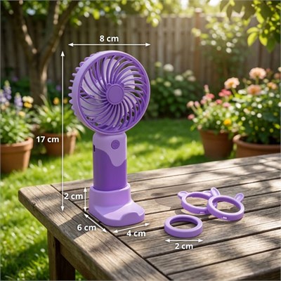 BUFFER® 3 Kademeli Masaüstü ve El Fanı – Telefon Tutuculu, 3 Farklı Değiştirilebilir Halka Tasarımlı Mini Fan  MZL37A