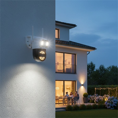 BUFFER® 3 Kameralı Kablolu Akıllı Güvenlik Kamerası – 360° PTZ Hareketli, Çift Antenli, WiFi IP, Gece Görüşlü Dış Mekan Kamera