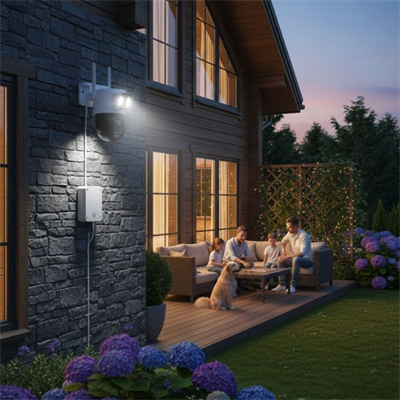 BUFFER® 3 Kameralı Kablolu Akıllı Güvenlik Kamerası – 360° PTZ Hareketli, Çift Antenli, WiFi IP, Gece Görüşlü Dış Mekan Kamera