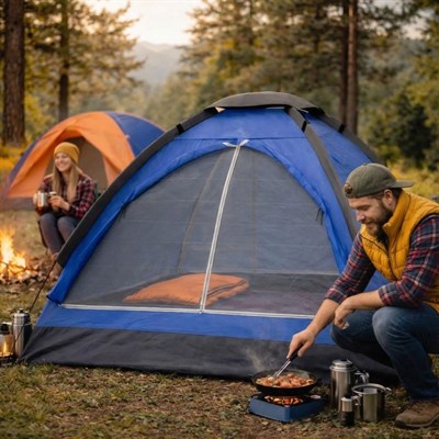 BUFFER® 3 Kişilik Manuel Kamp Çadırı – Düz Kapılı Outdoor Aile, Doğa, Piknik ve Kamp Çadırı 200x150x110 cm