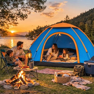 BUFFER® 3 Kişilik Yarı Otomatik Kurulum Kamp Çadırı – Suya Dayanıklı, Taşıma Çantalı Outdoor Aile Çadırı, Piknik, Plaj ve Doğa 200x150x110 cm