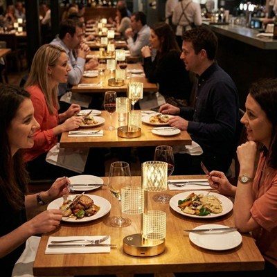 BUFFER® 3 Parça Silindirik Kristal Ekose Kareli LED Masa Lambası – Gold Gövdeli, Dokunmatik, 3 Kademe Işık Ayarlı Şarjlı Dekoratif Lamba