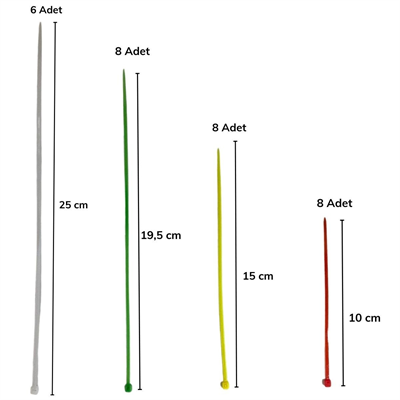 BUFFER® 30 Parça Plastik Kablo Kelepçe Seti Kablo Düzenleyici Bağlama Bantları
