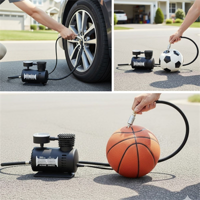 BUFFER® 300 PSI Güçlü Taşınabilir Hava Kompresörü–Araba, Motosiklet, Bisiklet ve Top Şişirme İçin Çakmaklıklı Lastik Şişirme Pompası