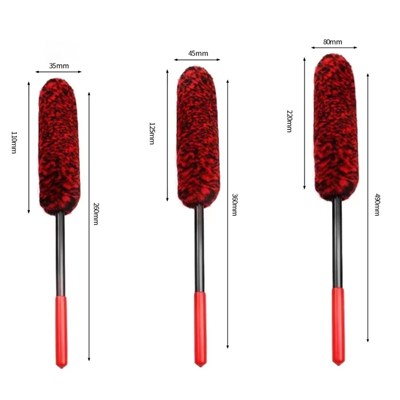 BUFFER® 3lü Bükülebilen Peluş Detaylı Temizlik İçin Oto Jant, Egzos Temizleme Fırçası