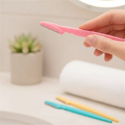 BUFFER® 3’lü Kadın Kaş Usturası Seti – Hassas Ciltler İçin Güvenli Yüz Tüy Temizleme Bıçağı