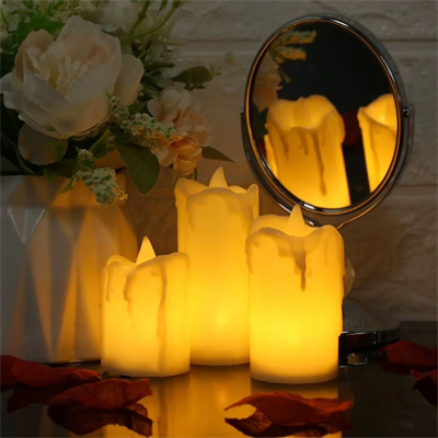 BUFFER® 3’lü Pilli Dekoratif LED Mum Işıkları – Gerçek Alev Efektli