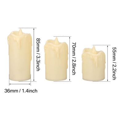 BUFFER® 3’lü Pilli Dekoratif LED Mum Işıkları – Gerçek Alev Efektli