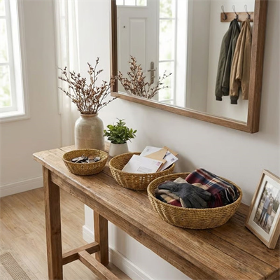 BUFFER® 3’lü Plastik Rattan Çanak Seti – Hasır Görünümlü İç İçe Geçebilen Sunum ve Düzenleme Kaseleri, Mutfak & Masaüstü Çok Amaçlı Organizer