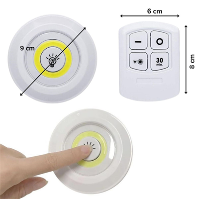 BUFFER® 3lü Uzaktan Kumandalı Pilli Yapışkanlı Kablosuz Led Spot Lambalar