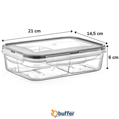 BUFFER® 4 Bölmeli Sızdırmaz Contalı Kilitli Kapaklı 1 Litre Erzak Saklama Kabı -LC520
