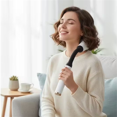 BUFFER® 4 Farklı Başlıklı Uzun Saplı Derin Doku Masaj Tabancası, Boyun, Omuz ve Sırt için Ergonomik Saplı Çoklu Masaj Modlu Taşınabilir Masaj Aleti