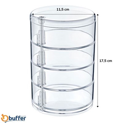 BUFFER® 4 Katlı Dönebilen Şeffaf Takı Organizer Düzenleyici
