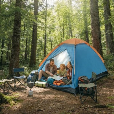 BUFFER® 4 Kişilik Kamp Çadırı Manuel Kurulum Düz Kapılı Outdoor Dayanıklı Kamp Doğa Çadırı 200 x 200 x 110 cm