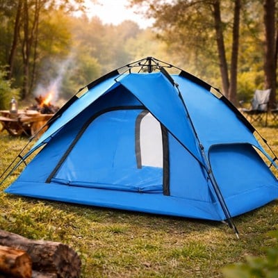 BUFFER® 4 Kişilik Otomatik Kamp Çadırı – Çift Katmanlı, Suya Dayanıklı, Hızlı Kurulum Outdoor Aile ve Doğa Çadırı 200x200x140 cm