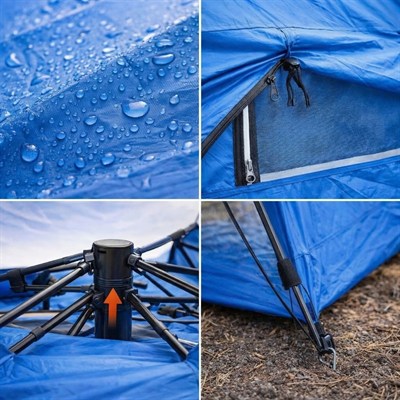 BUFFER® 4 Kişilik Otomatik Kamp Çadırı – Çift Katmanlı, Suya Dayanıklı, Hızlı Kurulum Outdoor Aile ve Doğa Çadırı 200x200x140 cm