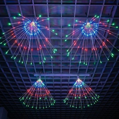 BUFFER® 4’lü Açılır LED Işık Seti – 8 Farklı Işık Modlu, Kumandalı, USB Kablolu Renkli Dekoratif Fiber LED Lamba