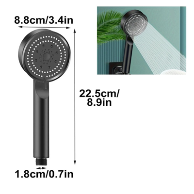 BUFFER® 5 Fonksiyonlu Yüksek Basınçlı Ayarlanabilir Siyah Duş Başlığı